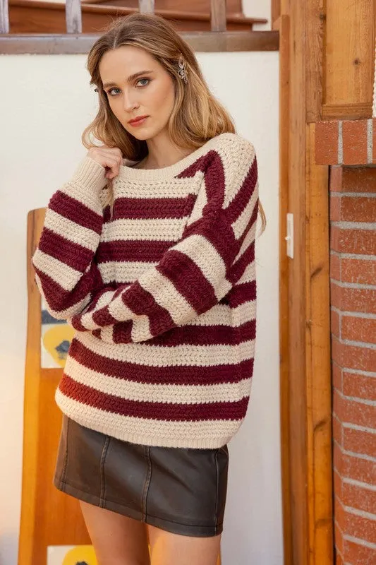 Relaxed Stripe Pullover Knit Sweater sold by U-NI-TY product image thumbnail 3