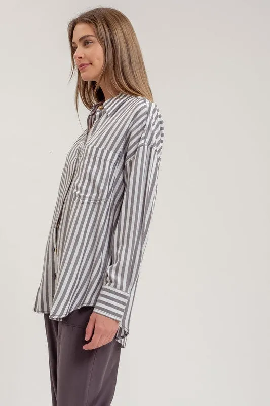 Stripe Collared Button Down Long Sleeve Shirt sold by U-NI-TY product image thumbnail 3