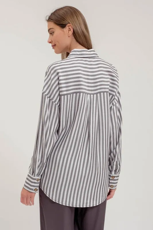 Stripe Collared Button Down Long Sleeve Shirt sold by U-NI-TY product image thumbnail 2