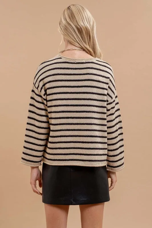 Stripe Boat Neck Knit Sweater sold by U-NI-TY product image thumbnail 4