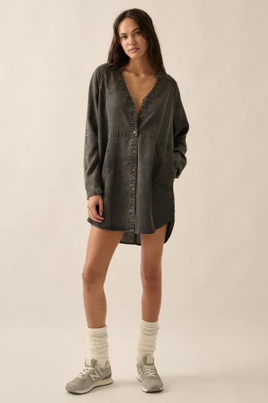 Mineral Washed Denim Mini Shirt Dress sold by U-NI-TY product image thumbnail 4