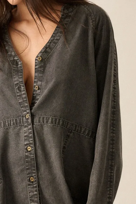 Mineral Washed Denim Mini Shirt Dress sold by U-NI-TY product image thumbnail 2