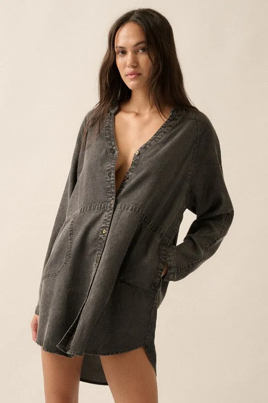 Mineral Washed Denim Mini Shirt Dress sold by U-NI-TY product image thumbnail 3