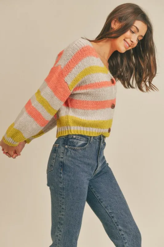 Striped Button Front Cardigan sold by U-NI-TY