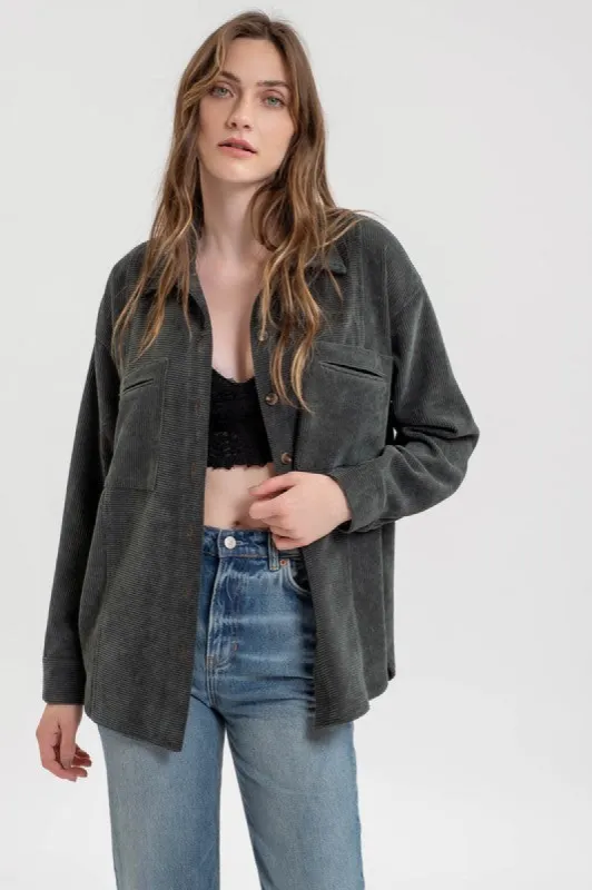 Corduroy Button Up Shacket sold by U-NI-TY