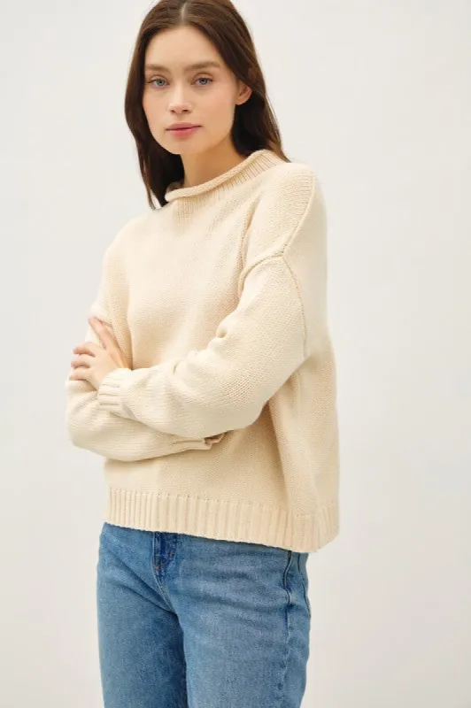 Chunky Raw Edge Mock Neck Sweater sold by U-NI-TY