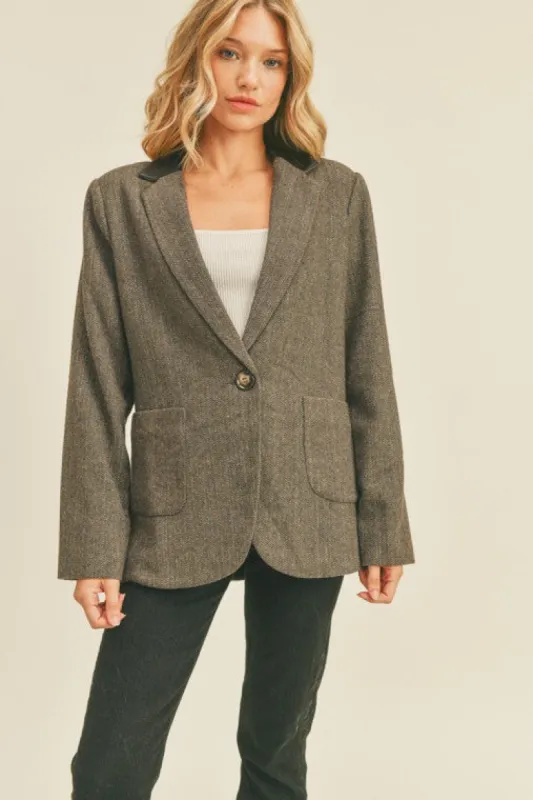 Leather Collar Blazer sold by U-NI-TY