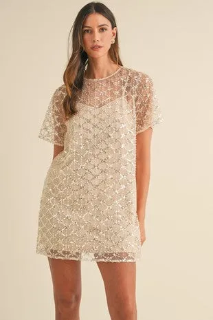 Sequin Beaded Shift Mini Dress sold by U-NI-TY