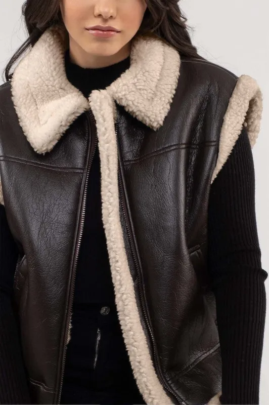 Faux Leather Shearling Vest sold by U-NI-TY