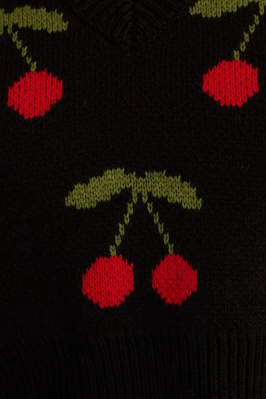 Cherry Pattern Crop Sweater Vest sold by U-NI-TY product image thumbnail 5