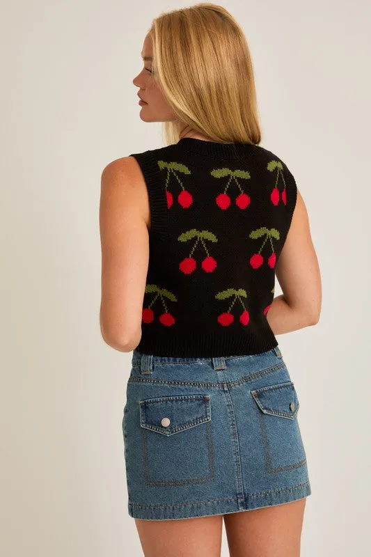 Cherry Pattern Crop Sweater Vest sold by U-NI-TY product image thumbnail 4