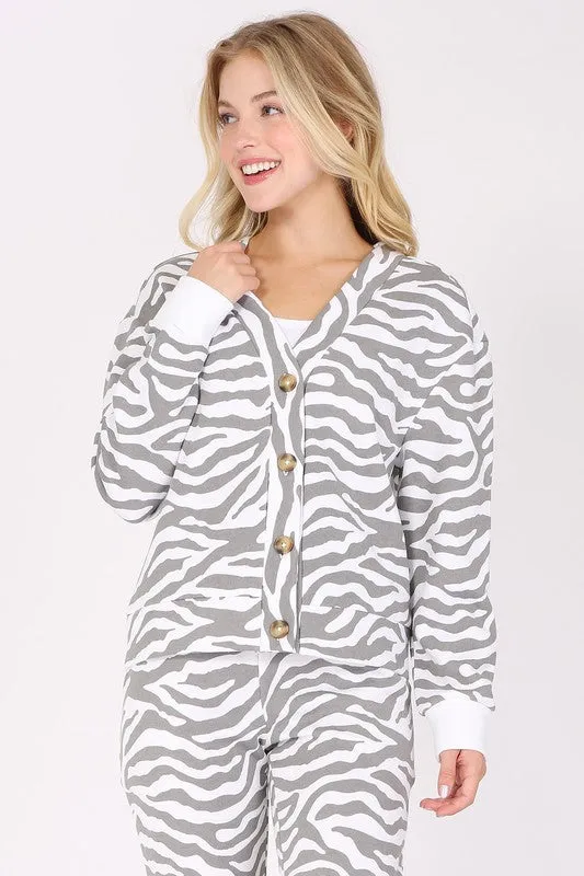 Animal Print Fleece Cardigan sold by U-NI-TY
