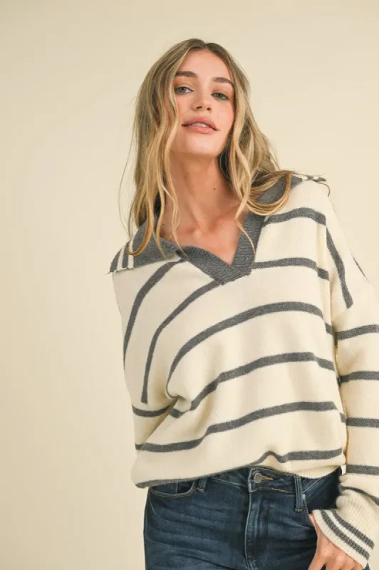 Striped Collared Sweater sold by U-NI-TY