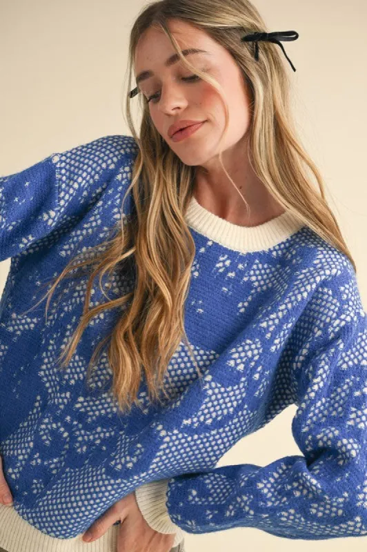 Lace Knit Pattern Sweater sold by U-NI-TY