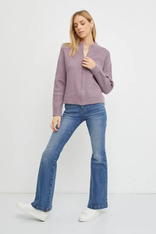 Vertical Rib Zip Up Sweater Jacket sold by U-NI-TY