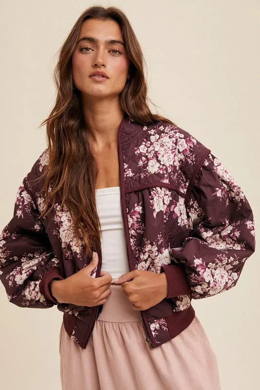 Quilted Floral Print Pleated Jacket sold by U-NI-TY product image thumbnail 2