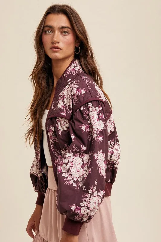 Quilted Floral Print Pleated Jacket sold by U-NI-TY product image thumbnail 3