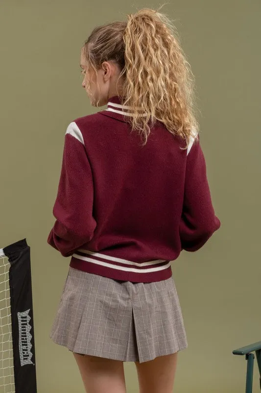 Collared Button Up Varsity Sweater sold by U-NI-TY product image thumbnail 2