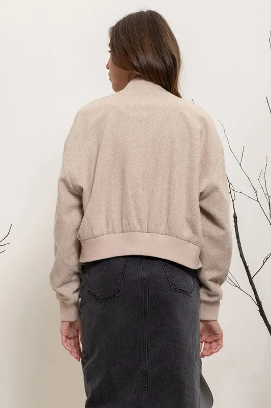 Solid Snap Button Bomber Jacket sold by U-NI-TY