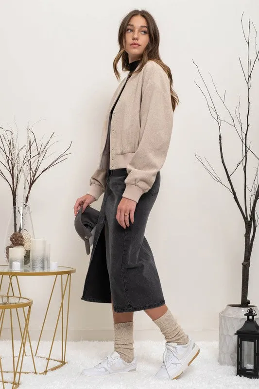 Solid Snap Button Bomber Jacket sold by U-NI-TY product image thumbnail 3