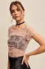 Floral Mesh Ruched Top sold by U-NI-TY