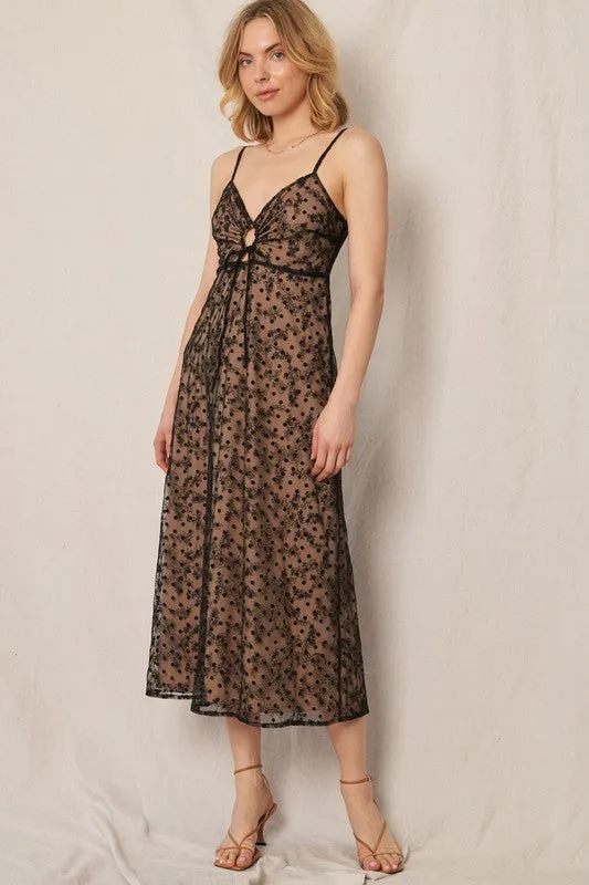 Sleeveless Lace Overlay Midi Dress sold by U-NI-TY