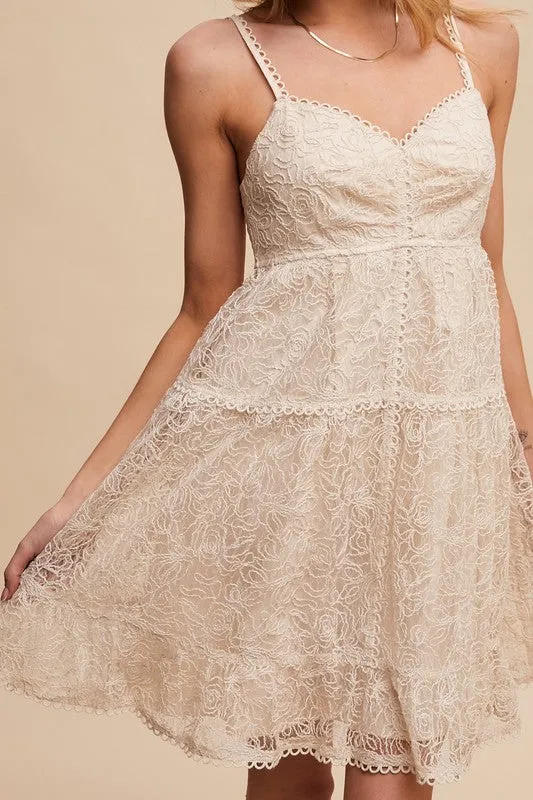 Rose Patterns Lace Mini Dress sold by U-NI-TY