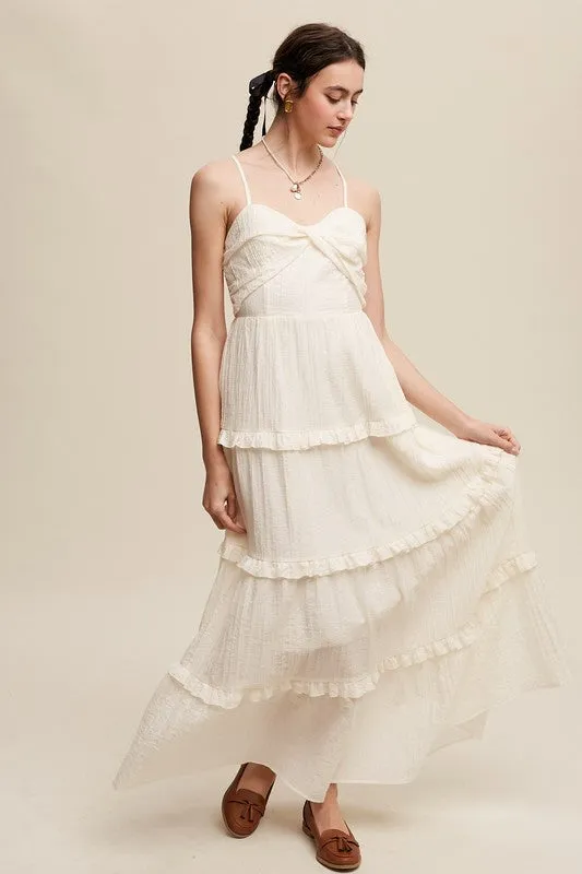 Tiered Spaghetti Strap Maxi Dress sold by U-NI-TY product image thumbnail 3