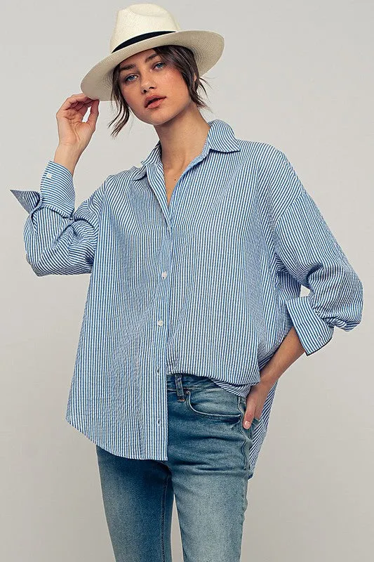 Oversized Casual Striped Shirt sold by U-NI-TY
