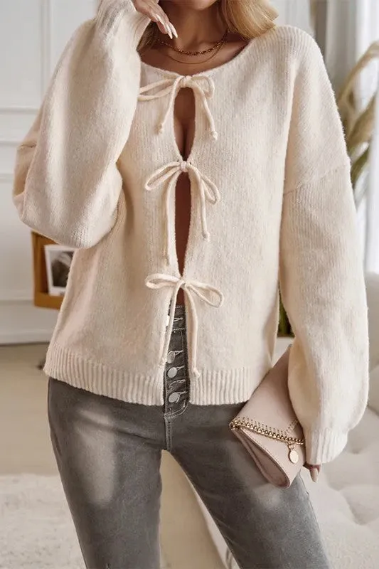 Lace Up Solid Cardigan sold by U-NI-TY product image thumbnail 5