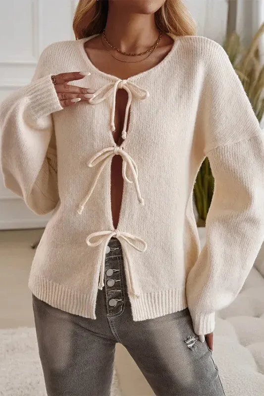 Lace Up Solid Cardigan sold by U-NI-TY product image thumbnail 4