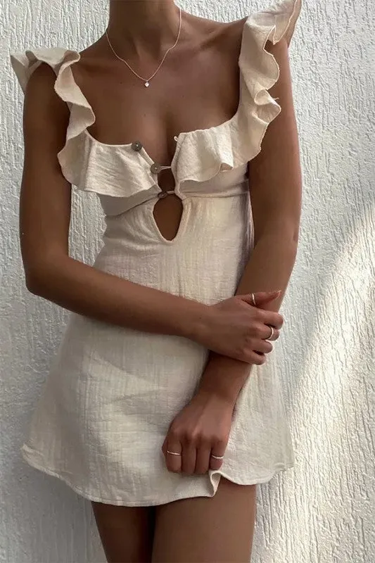 Beige Ruffle Linen Dress sold by U-NI-TY product image thumbnail 2