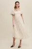 Smocked Puff Sleeve Midi Dress sold by U-NI-TY