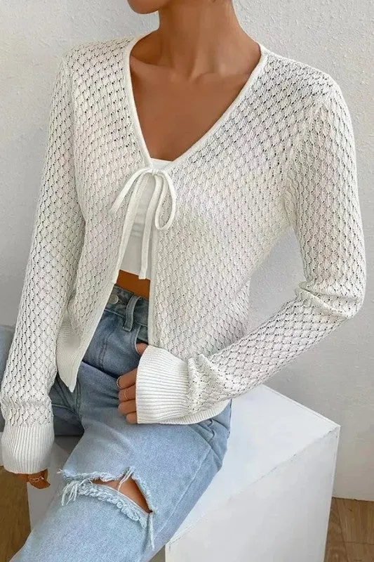 White Front Open Knit Top sold by U-NI-TY product image thumbnail 2