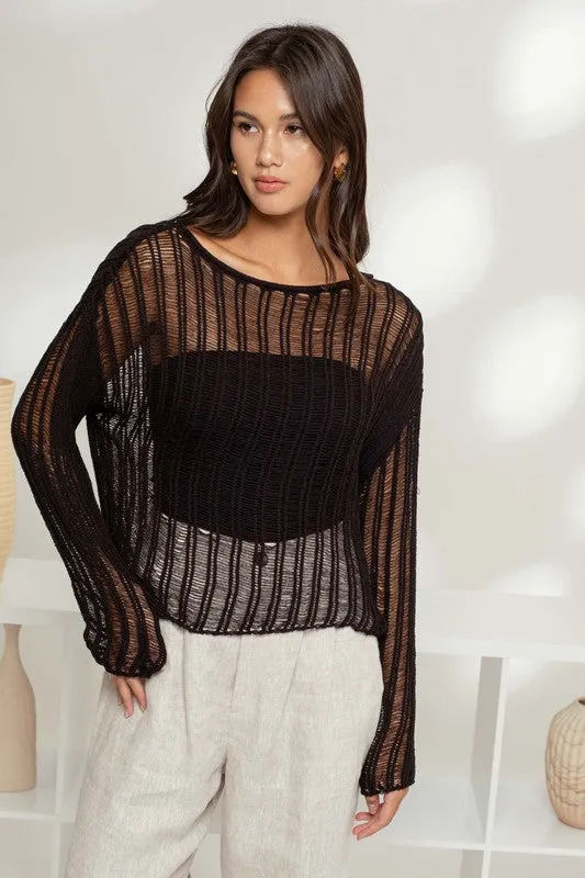 Sheer Crochet Pullover Sweater sold by U-NI-TY