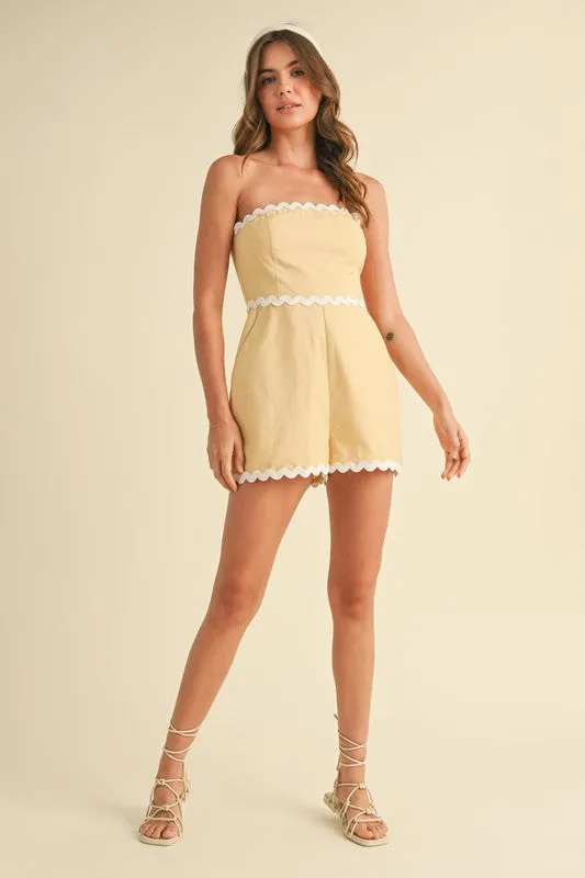 Linen Contrast Strapless Romper sold by U-NI-TY product image thumbnail 2
