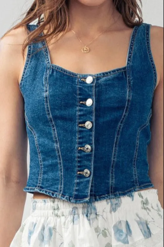 Denim Cropped Vest sold by U-NI-TY