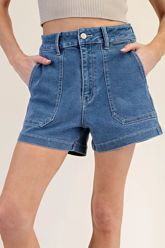 Denim Square Pocket Shorts sold by U-NI-TY