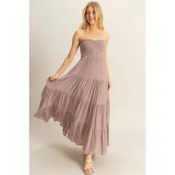 Strapless Ruched Maxi Dress sold by U-NI-TY