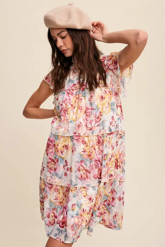 Floral Tiered Base Mini Dress sold by U-NI-TY