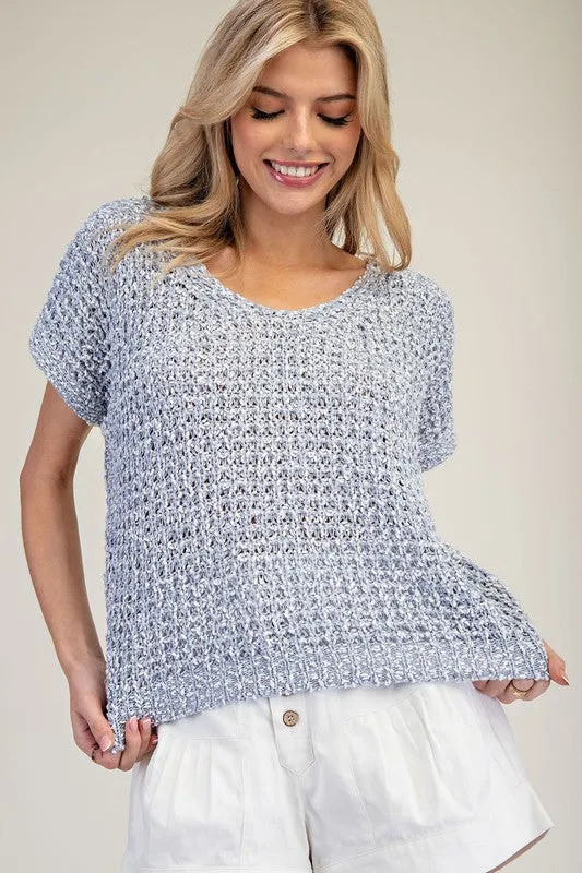 Crochet Short Sleeve Sweater Top sold by U-NI-TY product image thumbnail 2