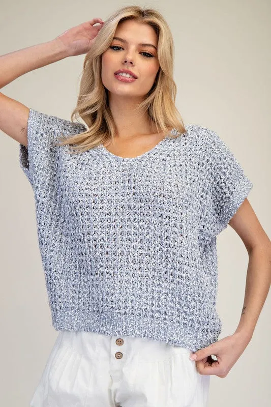 Crochet Short Sleeve Sweater Top sold by U-NI-TY