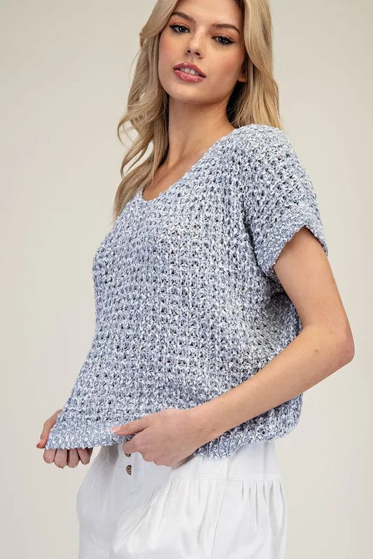 Crochet Short Sleeve Sweater Top sold by U-NI-TY product image thumbnail 3