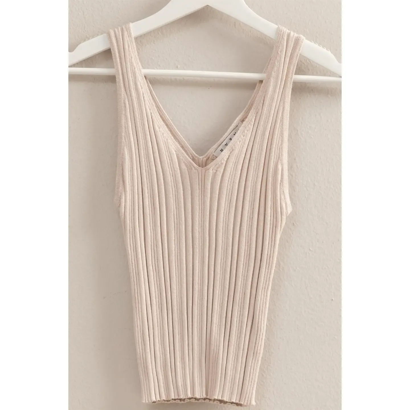 Sleeveless V Neck Snug Fit Knit Top sold by U-NI-TY