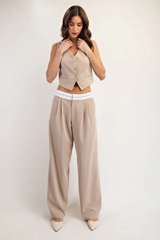 Contrast Waist Tailored Pants sold by U-NI-TY product image thumbnail 3