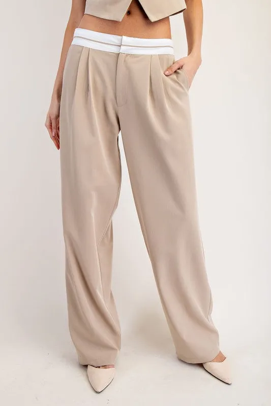Contrast Waist Tailored Pants sold by U-NI-TY