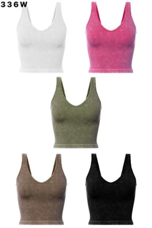 Ribbed V Neck Washed Tank sold by U-NI-TY