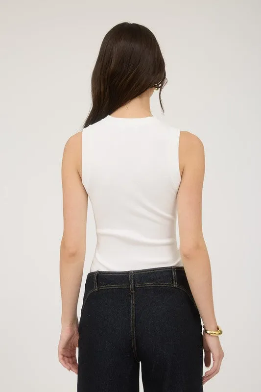 Sleeveless Round Neck Sweater Knit Top sold by U-NI-TY product image thumbnail 3