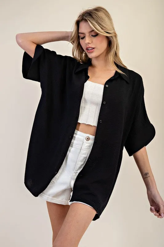 Short Sleeve Button Down Blouse Top sold by U-NI-TY product image thumbnail 4