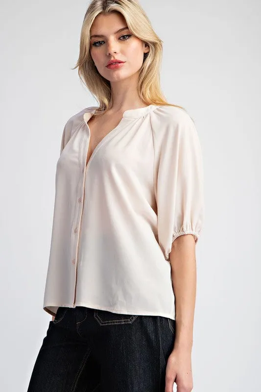Half Sleeve Button Down Blouse Top sold by U-NI-TY product image thumbnail 3